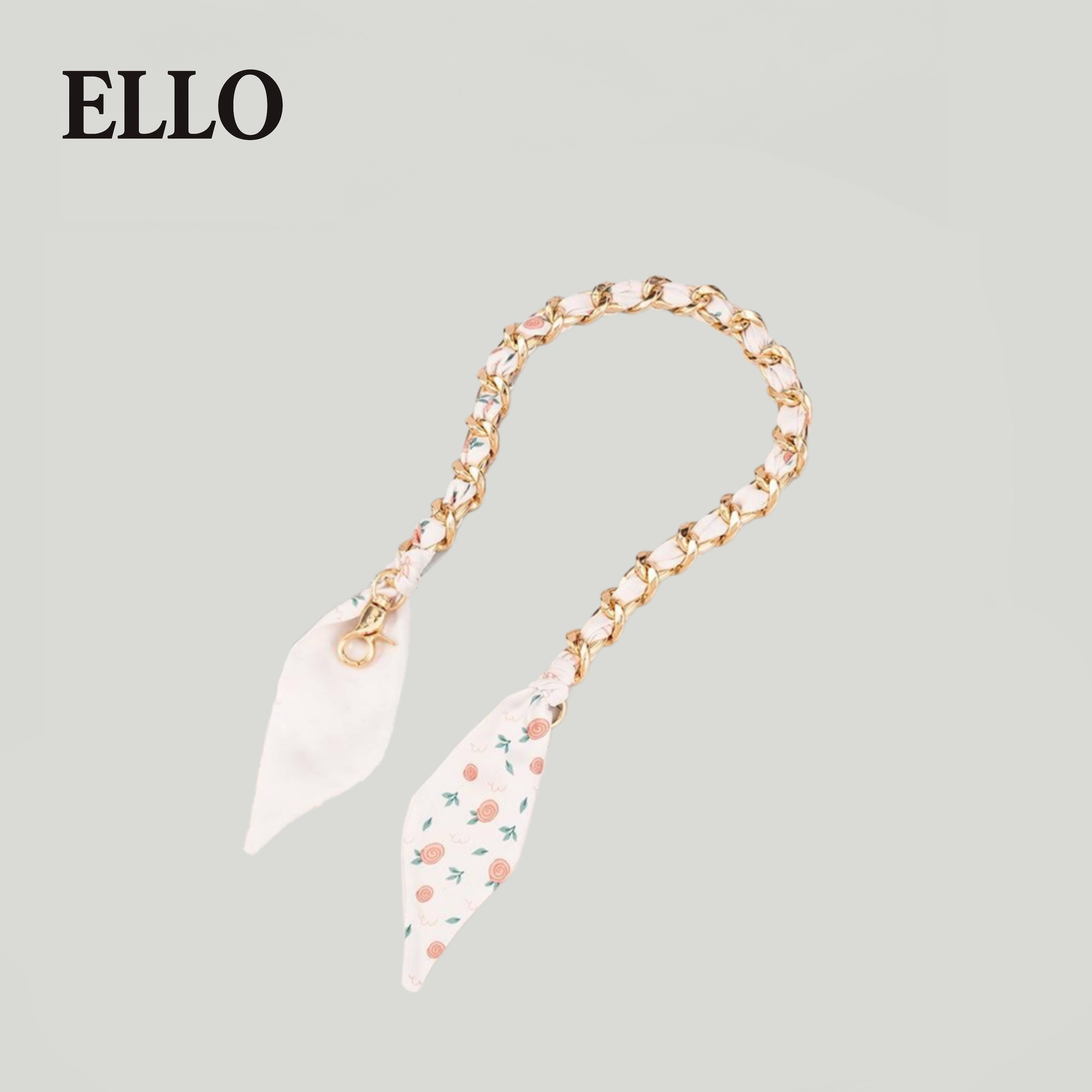 Polka Dot Silk-Chain Purse Strap – Elegant Scarf-Inspired Bag Extender with Gold Chain for Shoulder or Crossbody Bags