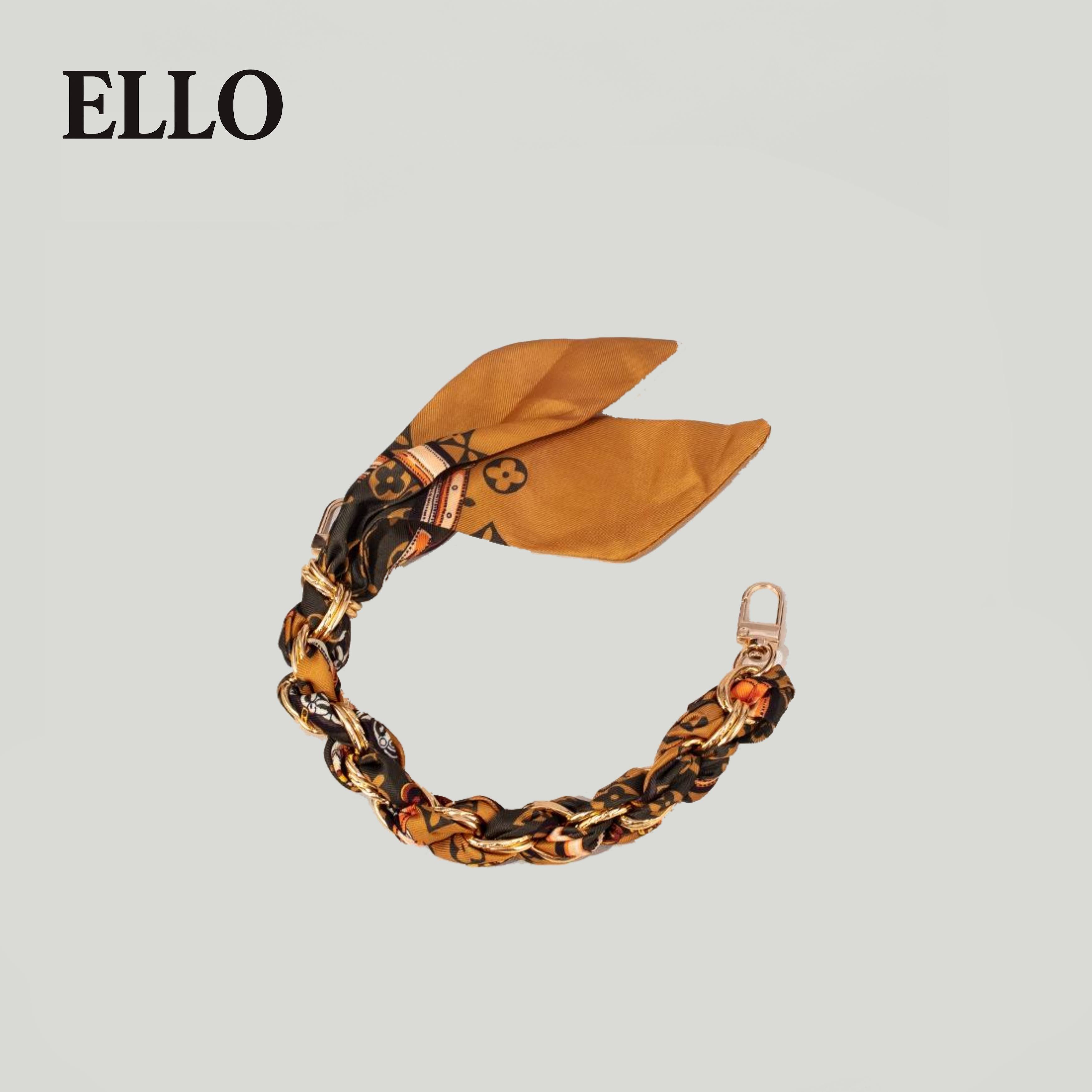 Polka Dot Silk-Chain Purse Strap – Elegant Scarf-Inspired Bag Extender with Gold Chain for Shoulder or Crossbody Bags