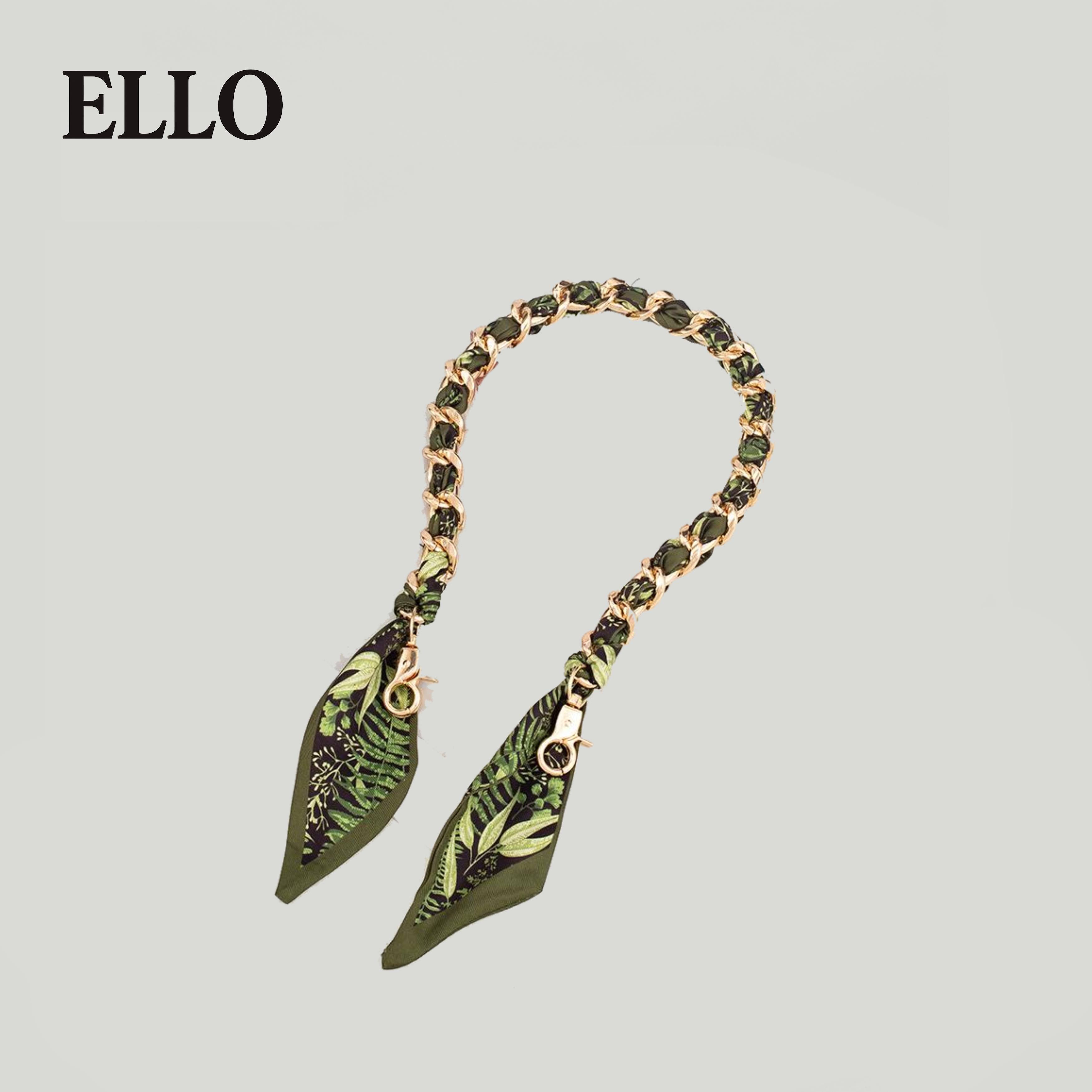 Polka Dot Silk-Chain Purse Strap – Elegant Scarf-Inspired Bag Extender with Gold Chain for Shoulder or Crossbody Bags