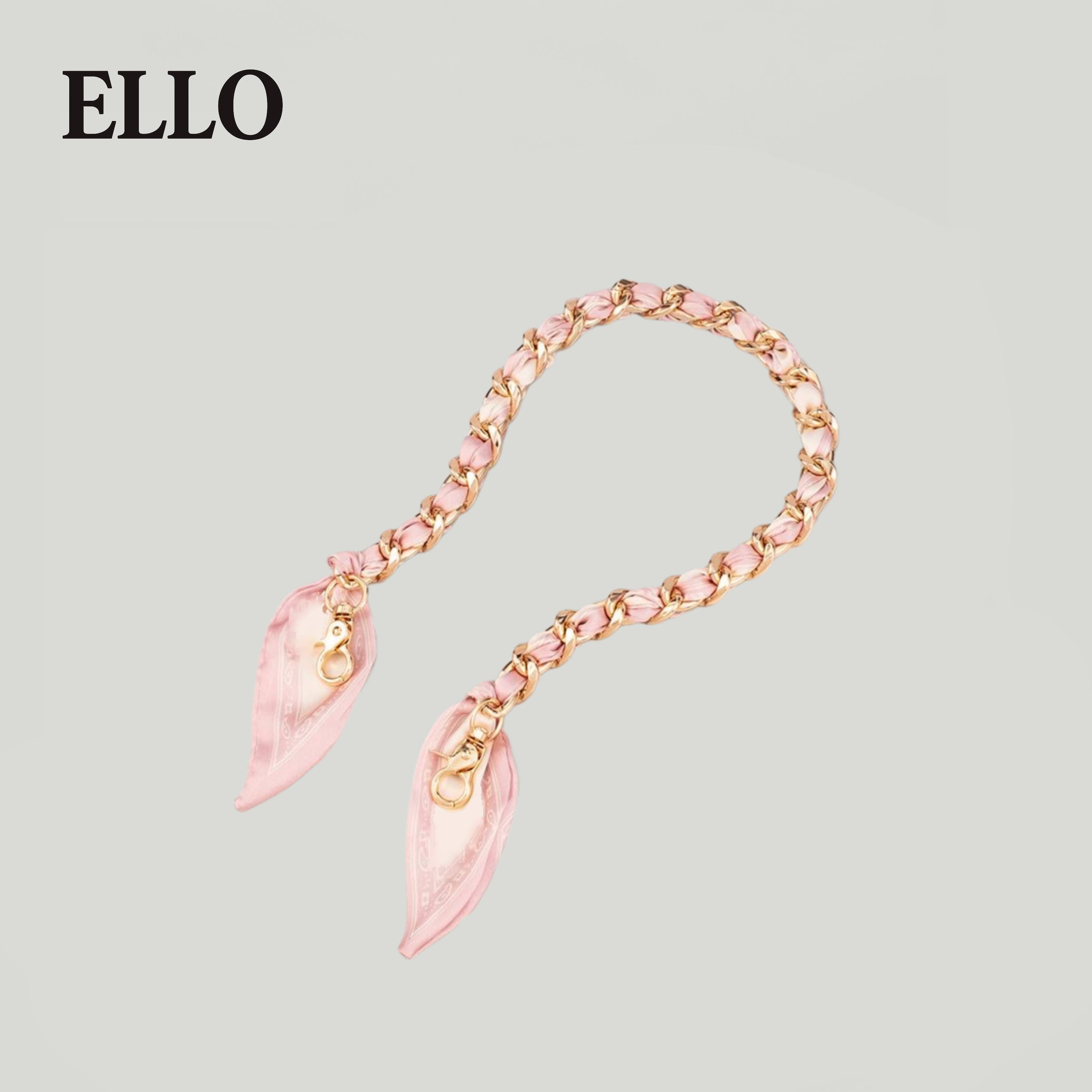 Polka Dot Silk-Chain Purse Strap – Elegant Scarf-Inspired Bag Extender with Gold Chain for Shoulder or Crossbody Bags