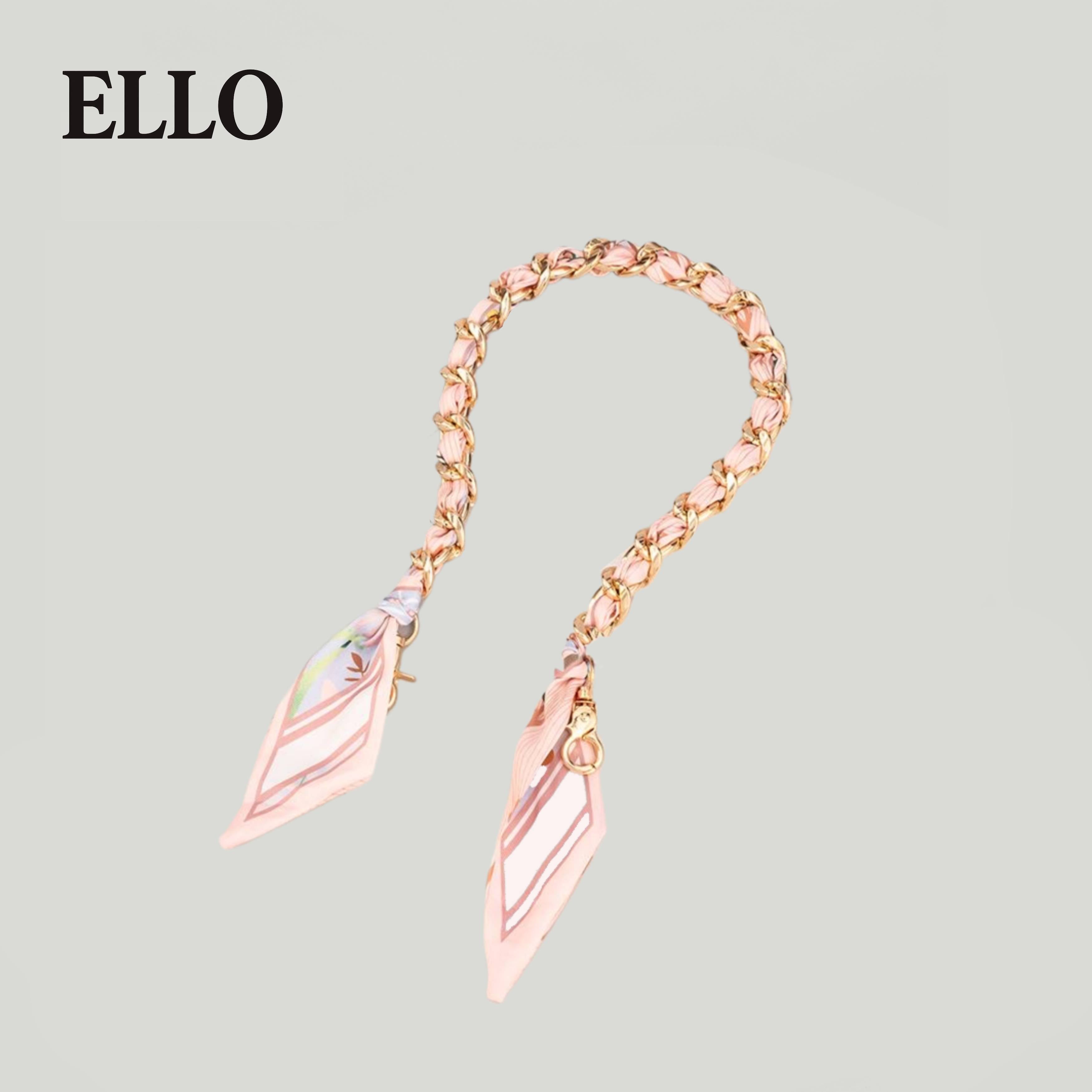 Polka Dot Silk-Chain Purse Strap – Elegant Scarf-Inspired Bag Extender with Gold Chain for Shoulder or Crossbody Bags