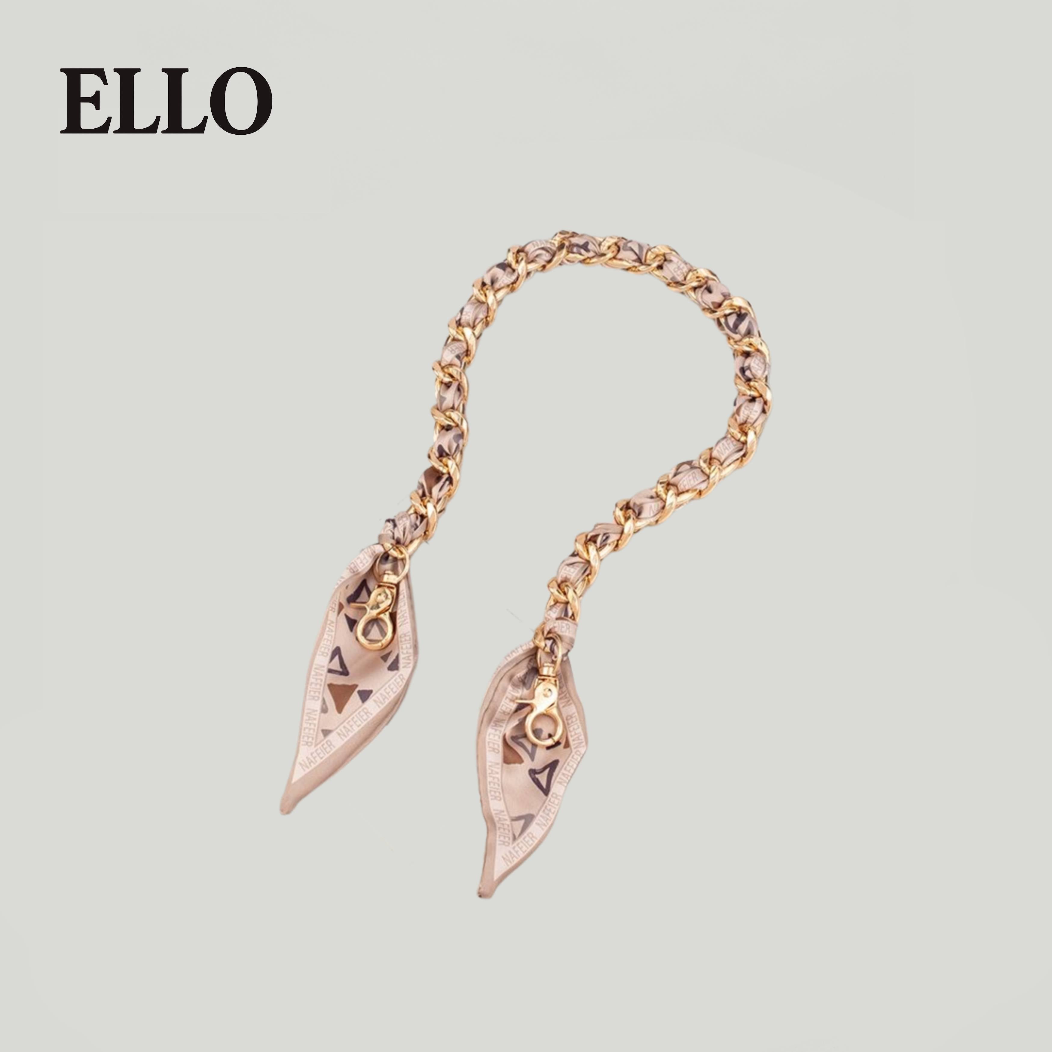 Polka Dot Silk-Chain Purse Strap – Elegant Scarf-Inspired Bag Extender with Gold Chain for Shoulder or Crossbody Bags