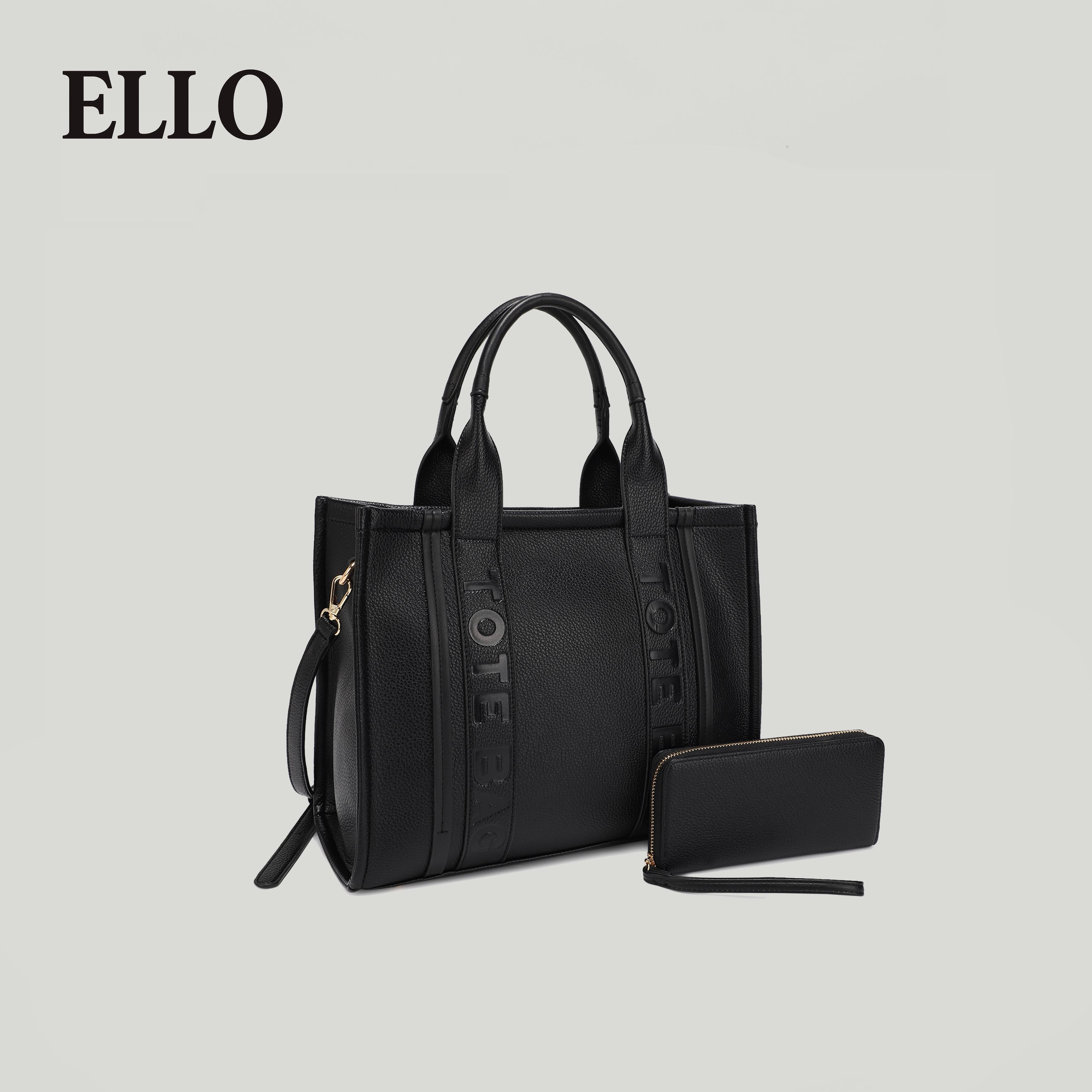 ELLO Women's High Capacity Red Tote Bag Set with Matching Wallet Fashionable Handbag Combination for Everyday Use 2025
