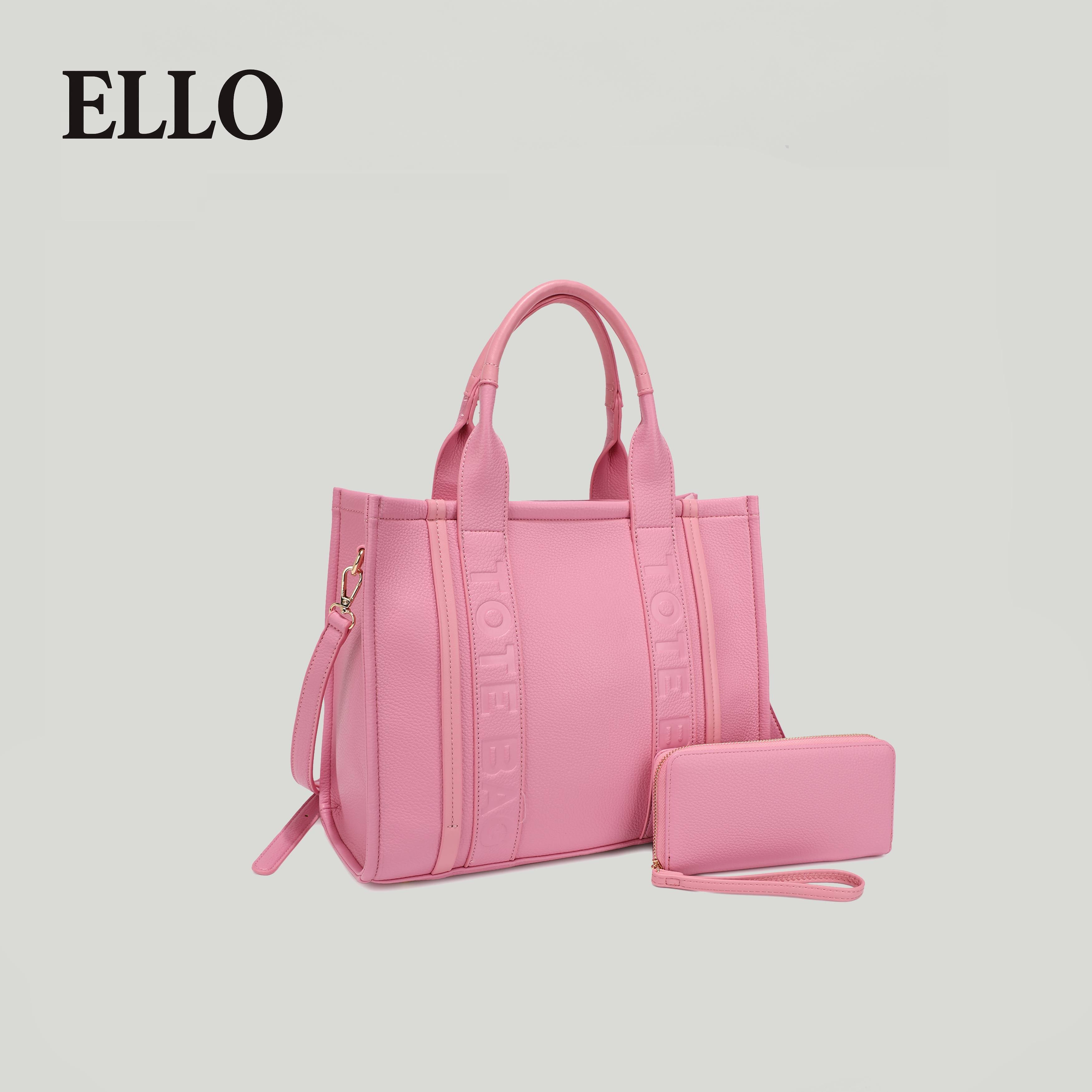 ELLO Women's High Capacity Red Tote Bag Set with Matching Wallet Fashionable Handbag Combination for Everyday Use 2025