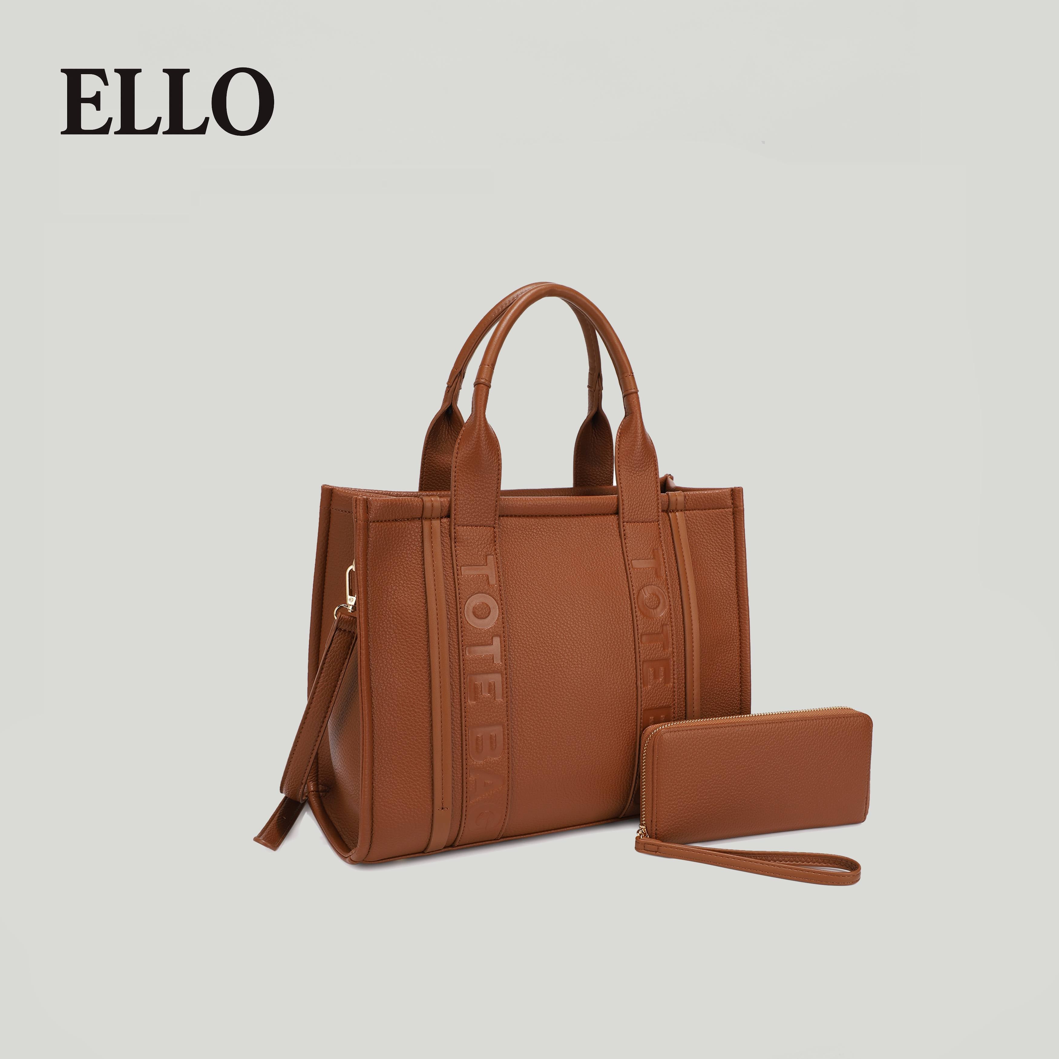 ELLO Women's High Capacity Red Tote Bag Set with Matching Wallet Fashionable Handbag Combination for Everyday Use 2025