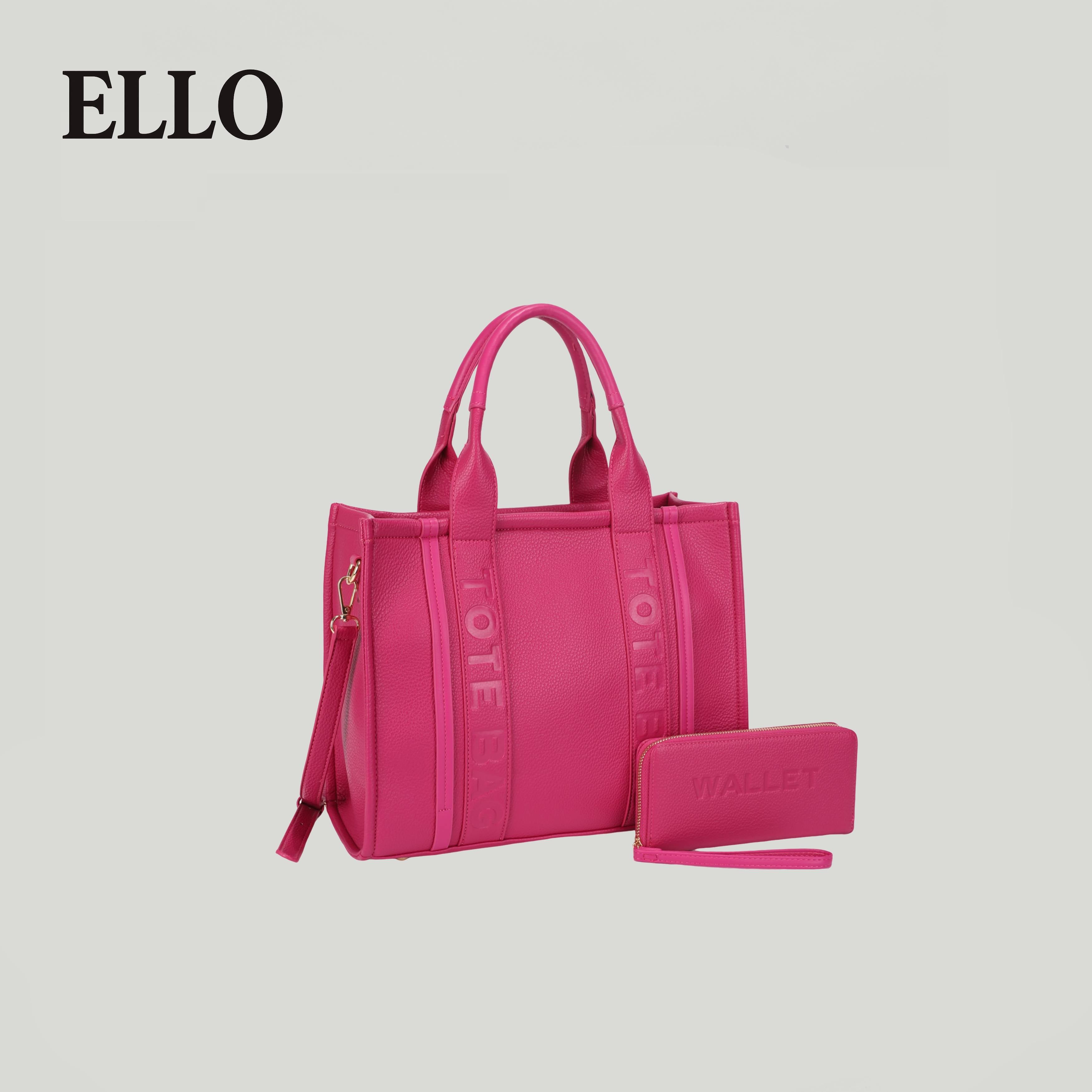 ELLO Women's High Capacity Red Tote Bag Set with Matching Wallet Fashionable Handbag Combination for Everyday Use 2025
