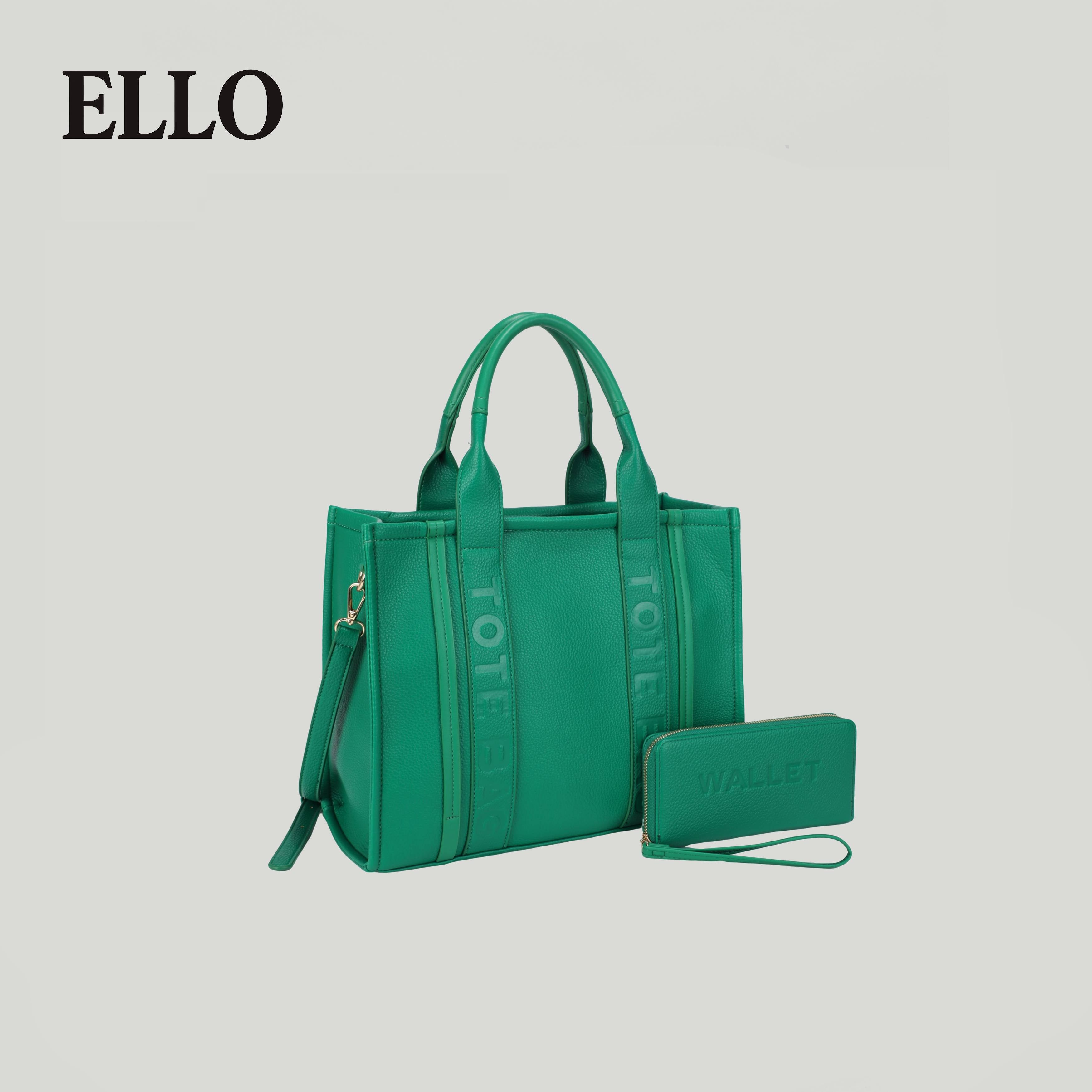 ELLO Women's High Capacity Red Tote Bag Set with Matching Wallet Fashionable Handbag Combination for Everyday Use 2025