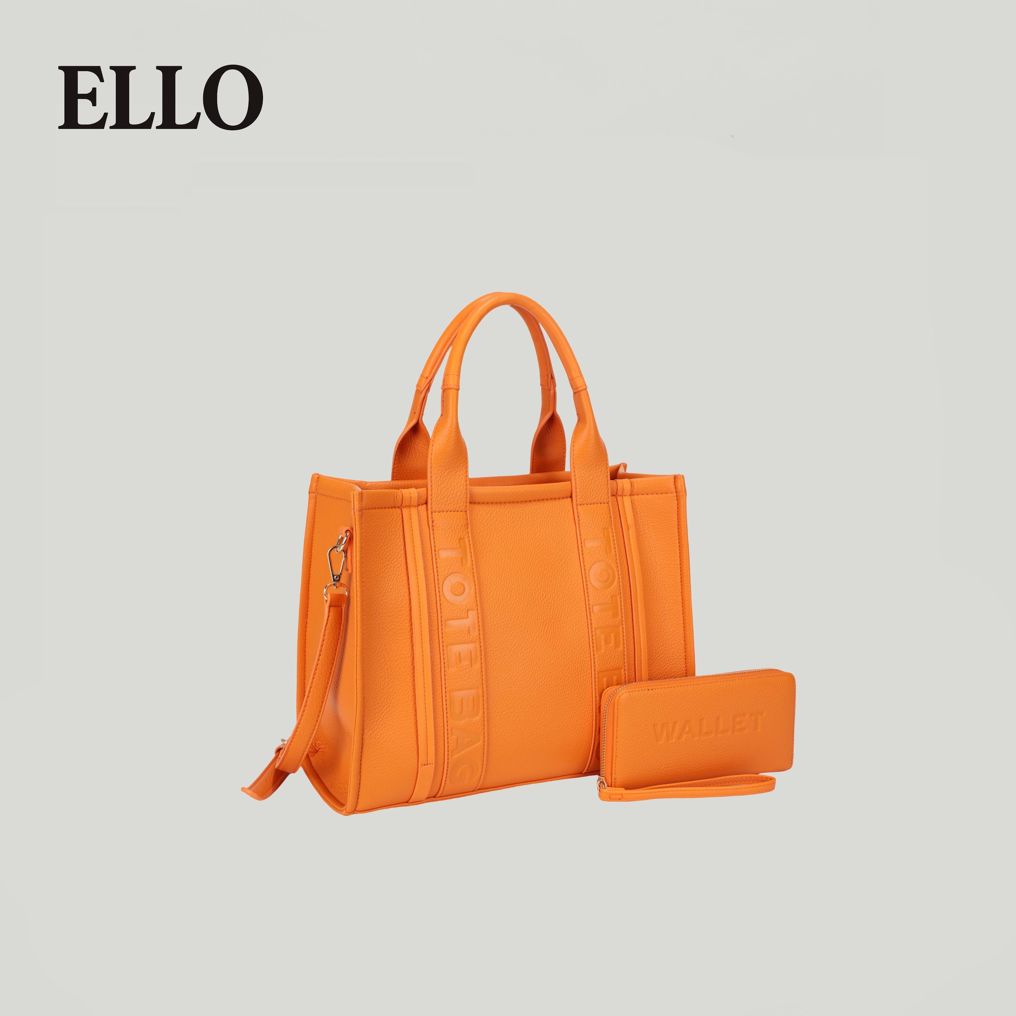 ELLO Women's High Capacity Red Tote Bag Set with Matching Wallet Fashionable Handbag Combination for Everyday Use 2025