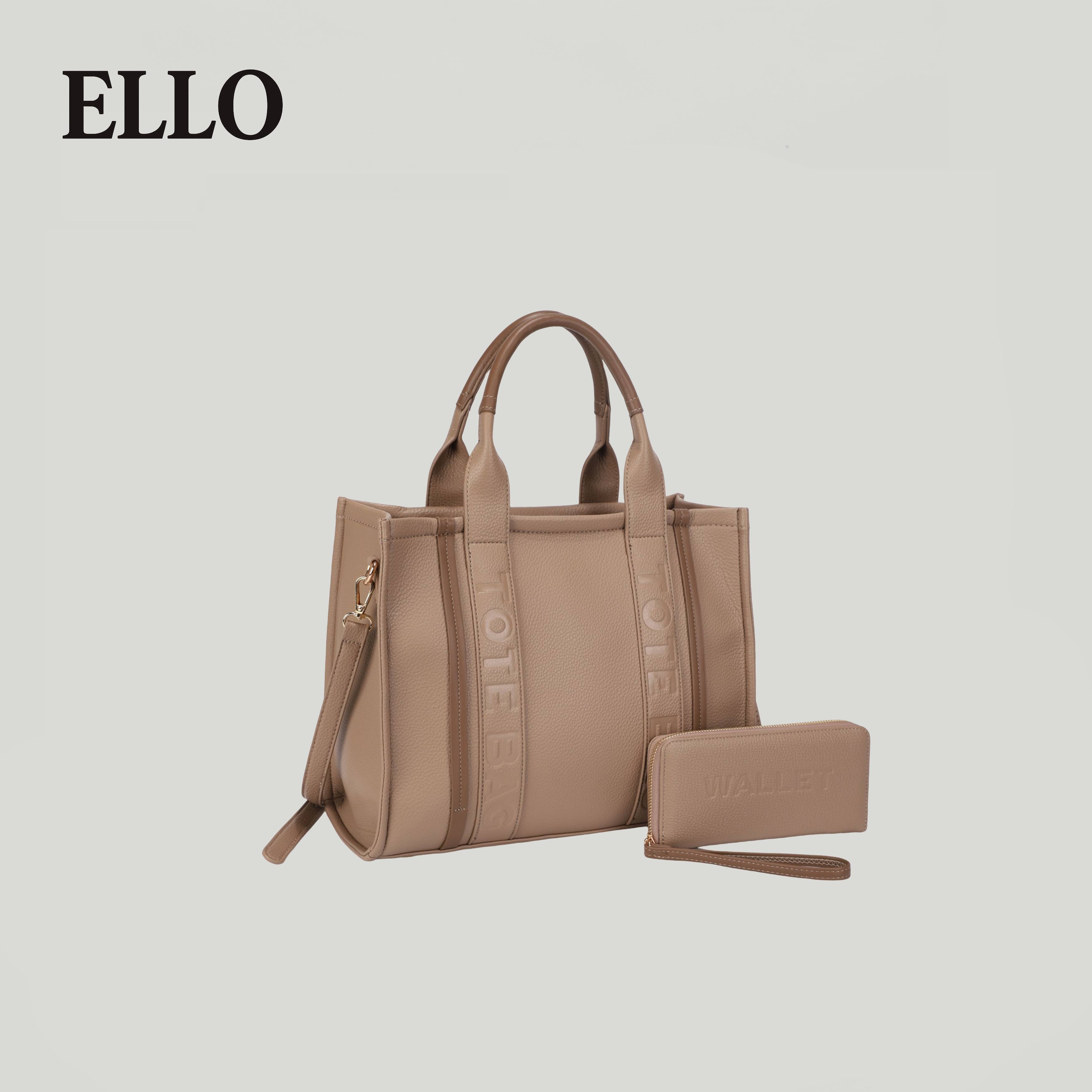 ELLO Women's High Capacity Red Tote Bag Set with Matching Wallet Fashionable Handbag Combination for Everyday Use 2025