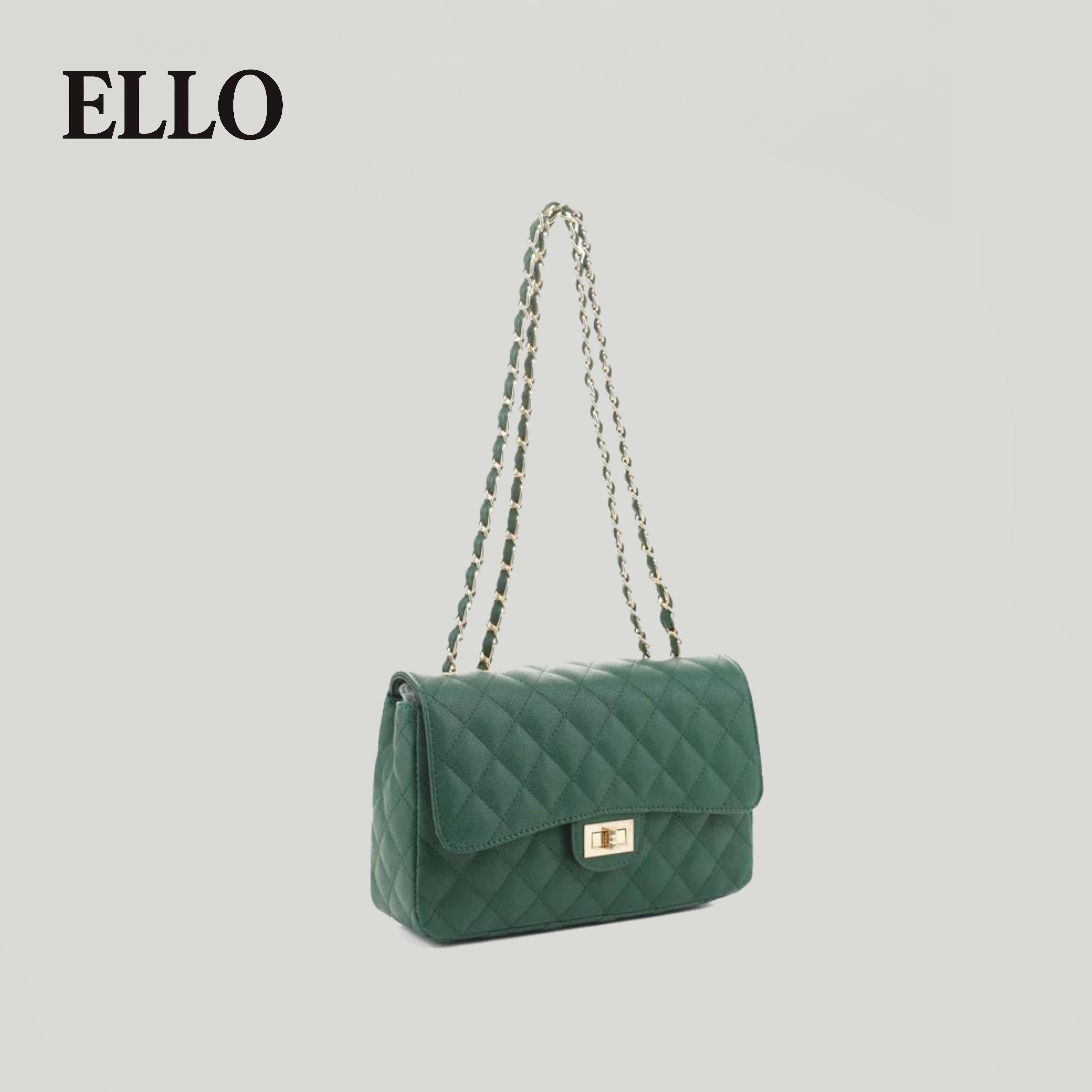 Elegant Quilted Vegan Leather Crossbody Bag for Women -Large Capacity Shoulder Purse with Gold Chain, Flap Closure& Phone Wallet Organizer